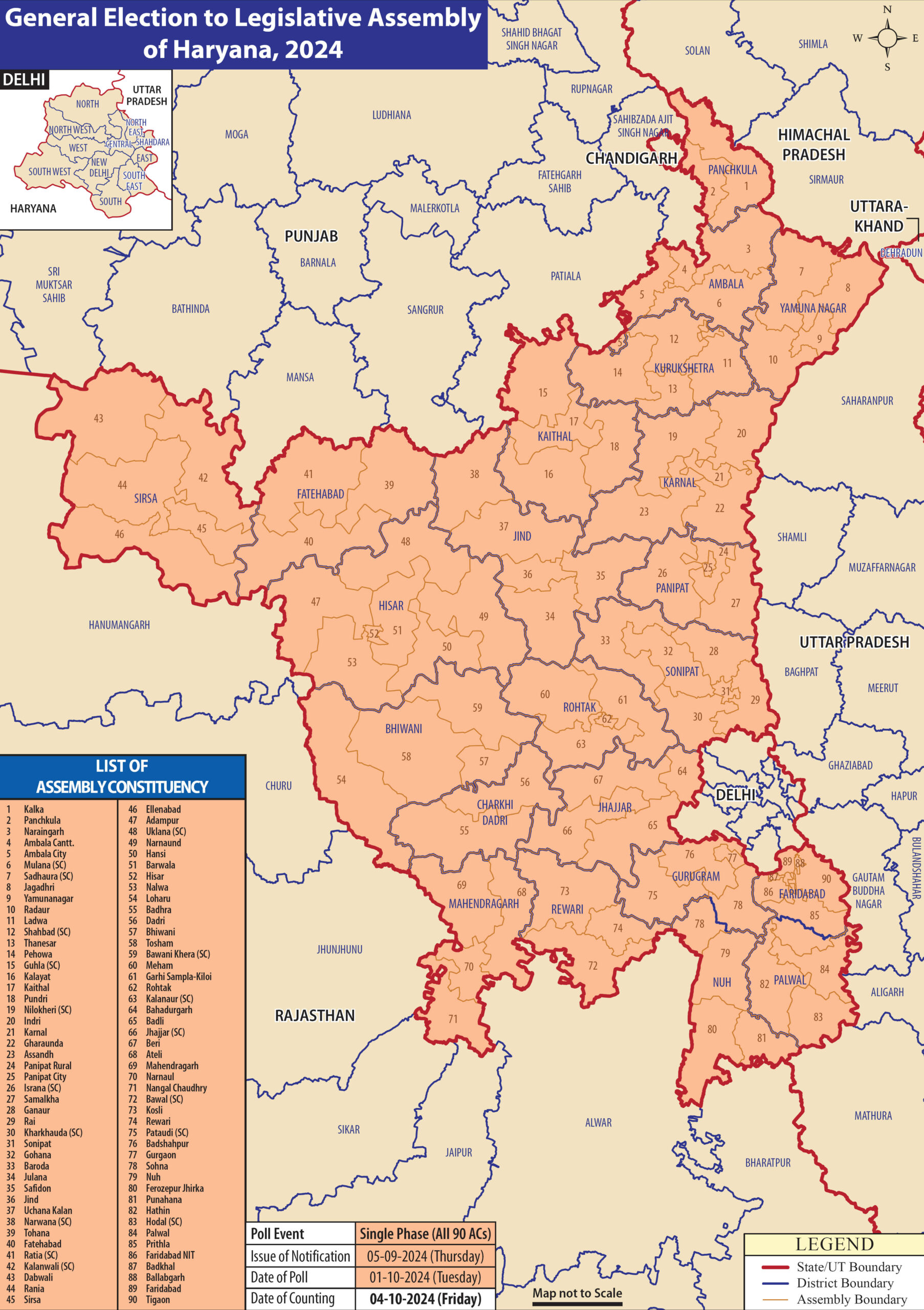 Haryana Assembly Constituency Map JPG