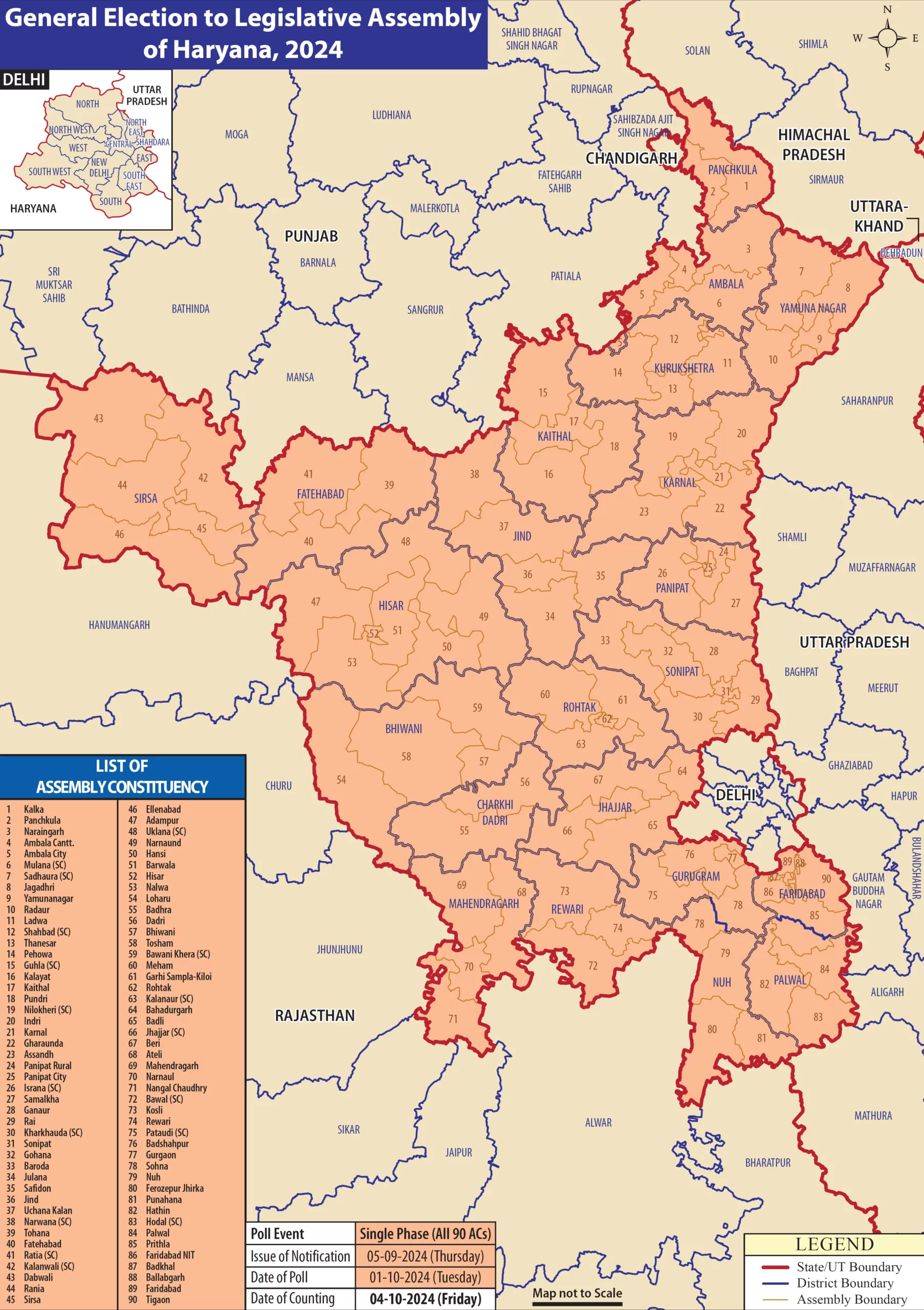 Haryana Assembly Constituency Map WebP