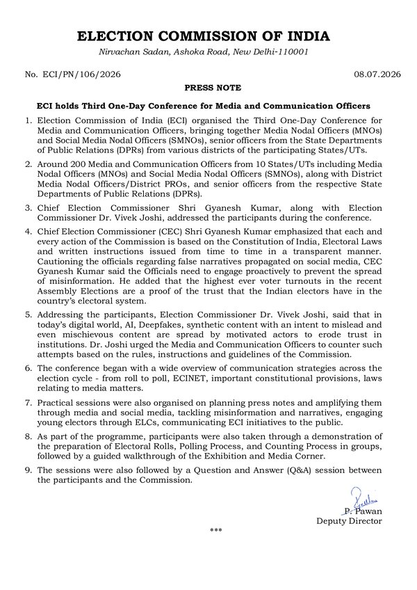 ECI holds Third One-Day Conference for Media and Communication Officers