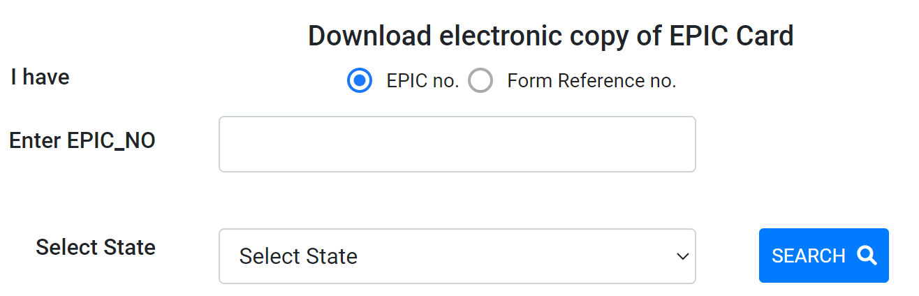 Enter EPIC Number and Select State