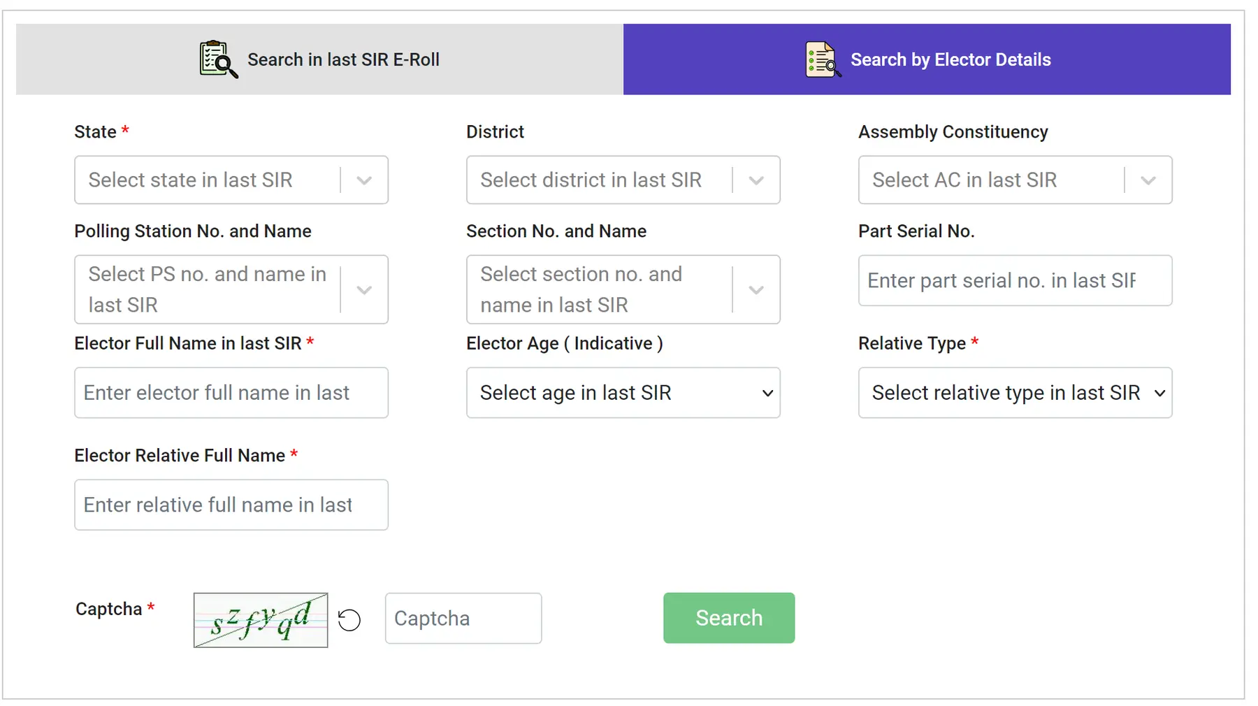 Search Name by Elector Details