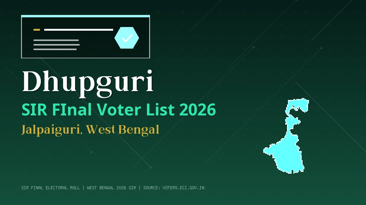 Dhupguri SIR FInal Voter List 2026 West Bengal