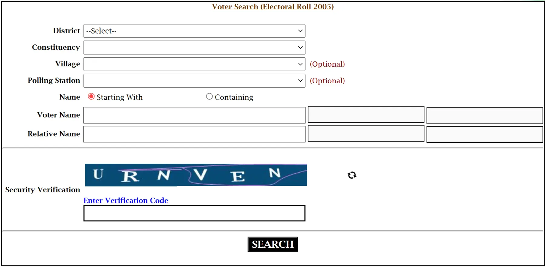 Select District, Constituency & Enter Name