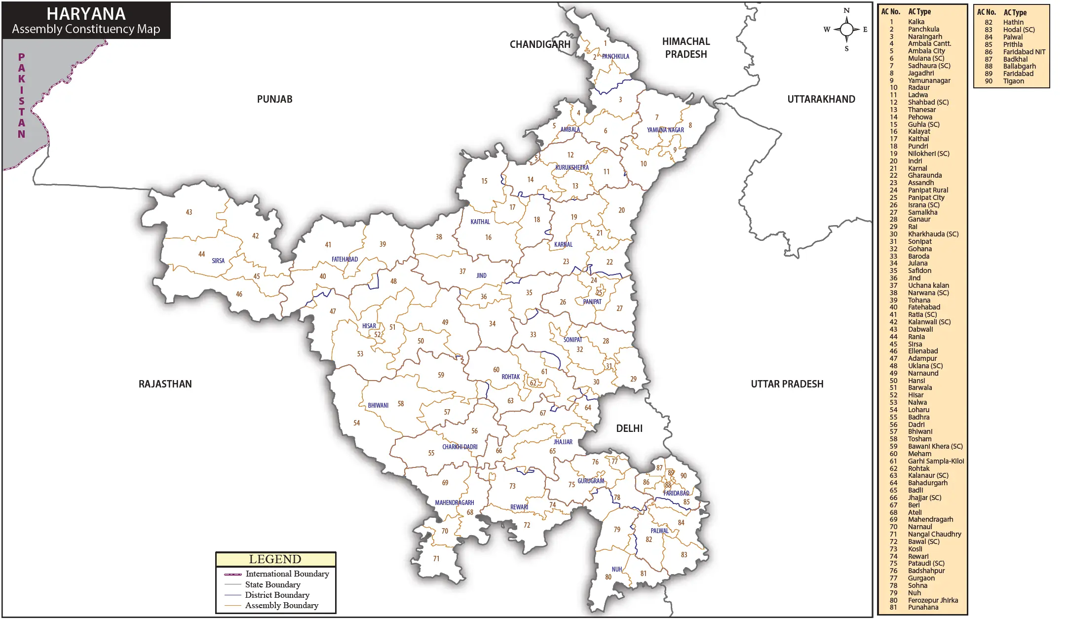 Haryana Assembly Constituency Map